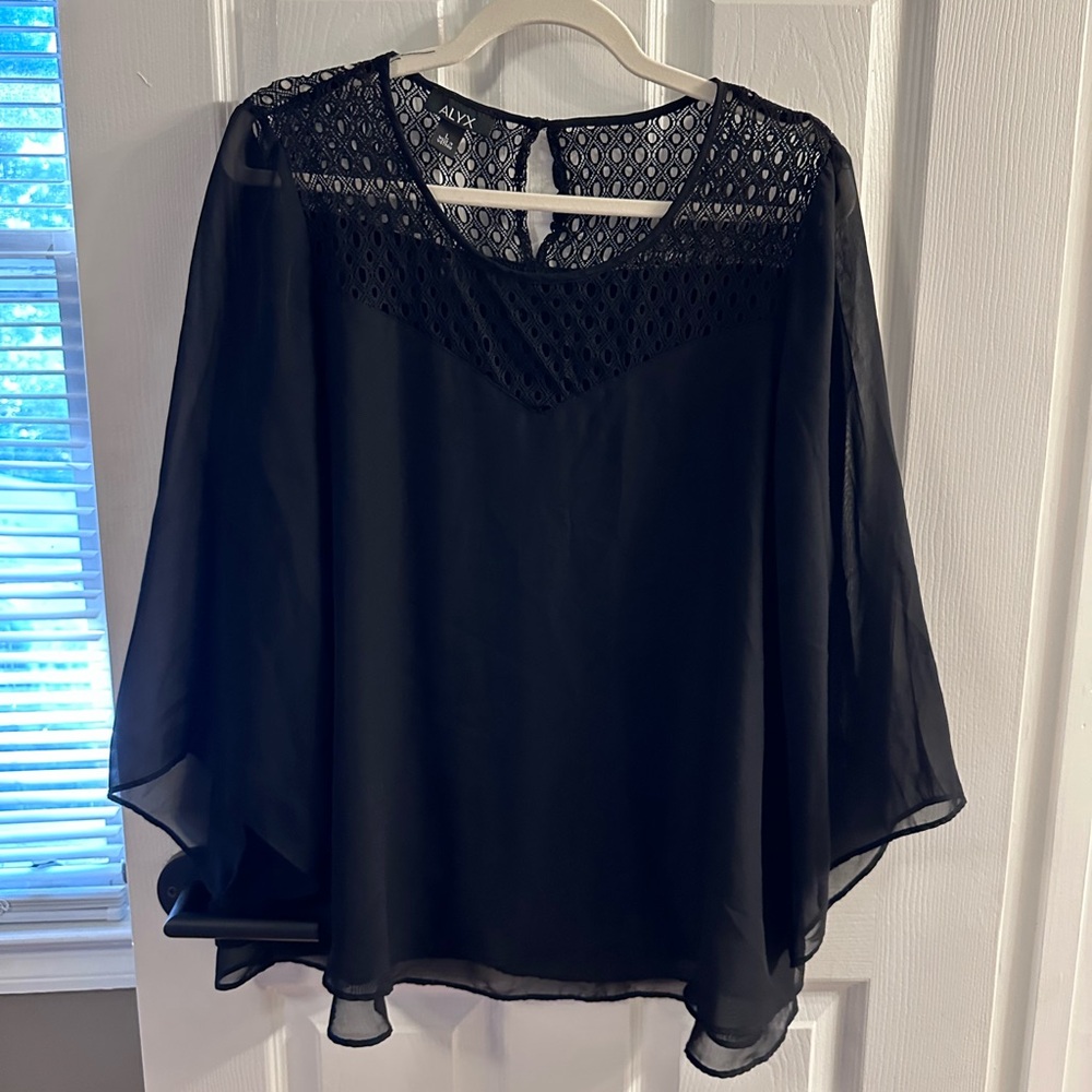 Alex Evenings Sheer Black Women's Blouse